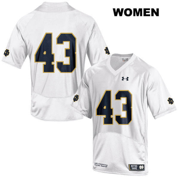 Women's NCAA Notre Dame Fighting Irish #43 Greg Mailey Stitched College Under Armour Authentic White No Name Football Jersey YD10Q61MP